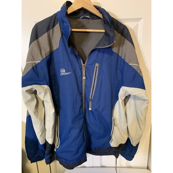 Free Country Men’s Sz L blue Gray White‎ windbreaker jacket - Picture 3 of 9
